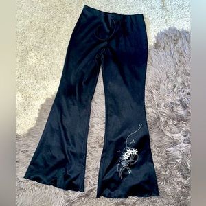 Black Rinestone Embellished Flare Pants Set